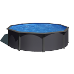 Piscine ronde en acier gris anthracite diam. 4, 80m x h:1, 22m - filtration � sable