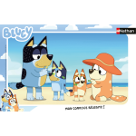 Puzzle cadre 15 p - bluey  la plage / bluey