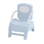 Rehausseur de chaise volutif fleur bleue / blanc cass