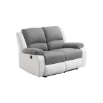 Relaxxo - canap� de relaxation �lectrique 2 places microfibre et simili leo - blanc et gris