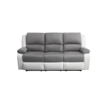 Relaxxo - canap� de relaxation �lectrique 3 places microfibre et simili leo - blanc et gris