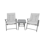 Salon de jardin en m�tal coloris gris avec coussins - 2 personnes