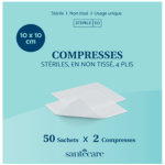 Sant�care compresse st�rile en non tiss� - 10x10cm - 50x2