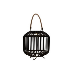Suspension / lanterne solaire type rotin noire
