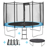 Trampoline funni blue 360 + chelle + couverture + kit ancrage - kangui