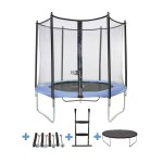 Trampoline de jardin funni blue 300 + chelle, couverture, kit ancrage