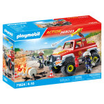 Vhicule de pompiers avec bidon enflamm