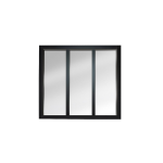 Verri�re 3 carreaux en kit, ob�ch� enrob� papier coloris noir effet m�tal, 112, 3 x 108 x 4 cm, verres ...