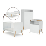 Webaby - chambre b�b� lit, commode � langer et armoire blanc et h�tre verni