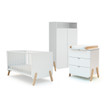 Webaby - lit b�b� �volutif, commode � langer et armoire blanc h�tre verni