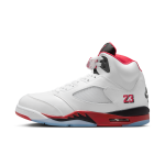 Chaussure air jordan 5 retro  fire red black tongue  pour homme - blanc