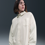 Chemise oversize  boutons en jacquard  rayures nike sportswear pour femme - marron