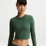 Crop top ajust� � manches longues nike chill knit pour femme - vert