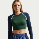 Crop top ajust� � manches longues nike pour femme - vert