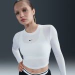 Crop top ajusté à manches longues nike chill knit pour femme - blanc Crop top ajusté à manches longues nike chill knit pour femme - blanc