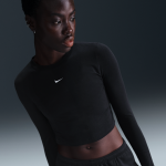 Crop top ajusté à manches longues nike chill knit pour femme - noir Crop top ajusté à manches longues nike chill knit pour femme - noir