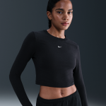 Crop top ajusté à manches longues nike chill knit pour femme - noir Crop top ajusté à manches longues nike chill knit pour femme - noir