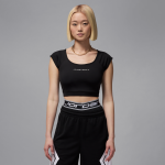Crop top en maille � manches courtes jordan sport pour femme - noir