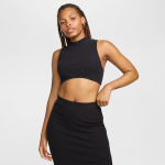 D�bardeur court ajust� et � col montant nike chill rib pour femme - noir