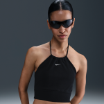Haut court slim dos nu en molleton nike sportswear chill terry pour femme - noir