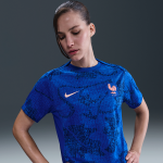 Haut de foot d'avant - match à manches courtes nike dri - fit fff academy pro pour femme - bleu Haut de foot d'avant - match à manches courtes nike dri - fit fff academy pro pour femme - bleu