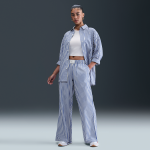 Pantalon  rayures ample taille mi - haute nike sportswear chill poplin pour femme - bleu
