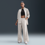 Pantalon  rayures ample taille mi - haute nike sportswear chill poplin pour femme - gris