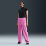 Pantalon de survtement taille mi - haute  ourlet ouvert en molleton nike chill terry pour femme - rose ...