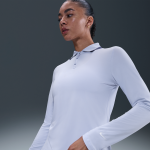 Polo de golf  manches longues protection uv dri - fit nike tour pour femme - gris