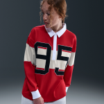 Polo à manches longues et à motif nike pour femme - rouge Polo à manches longues et à motif nike pour femme - rouge