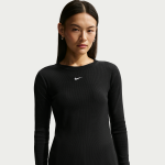 T - shirt � manches longues c�tel� et ajust� nike pour femme - noir