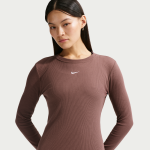 T - shirt � manches longues c�tel� et ajust� nike pour femme - pourpre