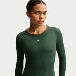 T - shirt � manches longues c�tel� et ajust� nike pour femme - vert