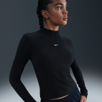 T - shirt slim à manches longues et col montant nike chill knit pour femme - noir T - shirt slim à manches longues et col montant nike chill knit pour femme - noir