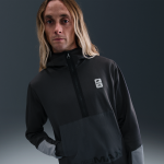 Sweat � capuche nike air max � demi - zip en tissu fleece en maille de polyester pour homme - gris