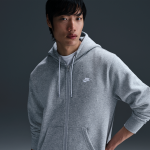 Sweat  capuche en tissu fleece  zip nike club pour homme - gris