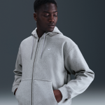 Sweat  capuche en tissu fleece  zip nike solo swoosh pour homme - gris