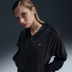 Sweat  capuche et zip ample en velours nike sportswear chill knit pour femme - noir