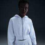 Sweat  capuche et zip court et ample nike sportswear phoenix fleece pour femme - bleu