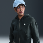 Sweat  capuche et zip court et ample nike phoenix fleece pour femme - vert
