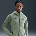 Sweat  capuche et zip en fleece nike football chelsea fc tech windrunner pour femme - vert