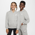 Sweat � capuche et zip en molleton nike club fleece pour ado - gris