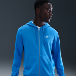 Sweat  capuche et zip en molleton nike club pour homme - bleu