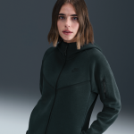 Sweat  capuche  zip nike tech fleece windrunner pour femme - vert