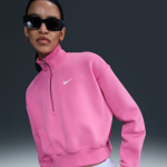 Sweat court à 1 / 4 de zip nike phoenix fleece pour femme - rose Sweat court à 1 / 4 de zip nike phoenix fleece pour femme - rose