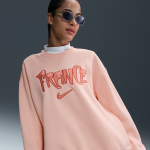 Sweat oversize à col ras - du - cou nike football france phoenix fleece pour femme - rose Sweat oversize à col ras - du - cou nike football france phoenix fleece pour femme - rose