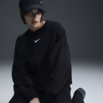 Sweat ultra - oversize  col ras - du - cou nike sportswear phoenix fleece pour femme - noir