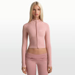 Veste courte � zip nikeskims ribbed seamless pour femme - rose
