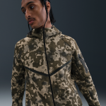 Veste windrunner � zip en fleece camouflage nike tech pour homme - marron