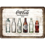 Nostalgic art coca - cola bottle timeline, carte postale mtalliqu